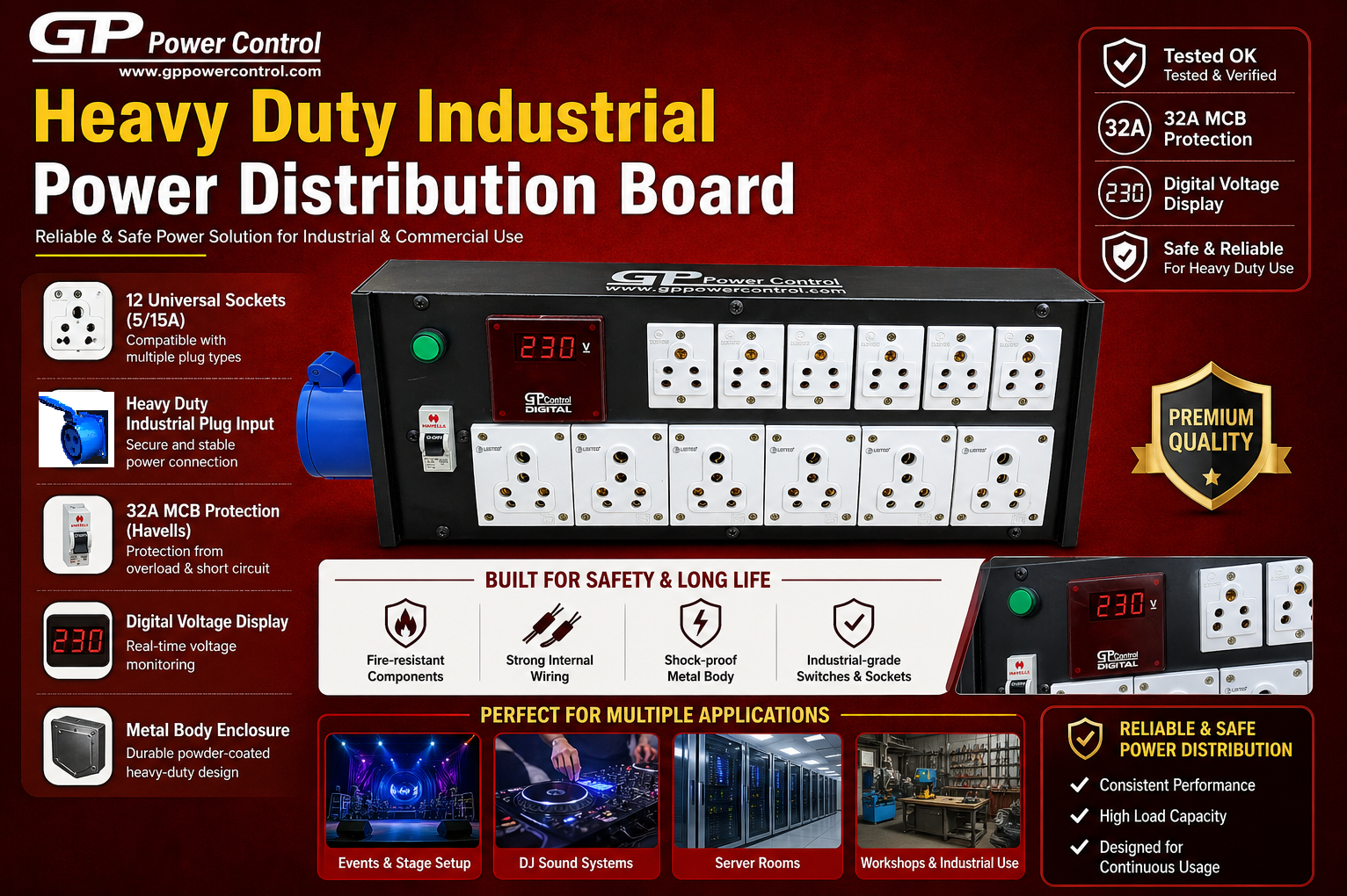 12 Point Indian Socket Distribution Board